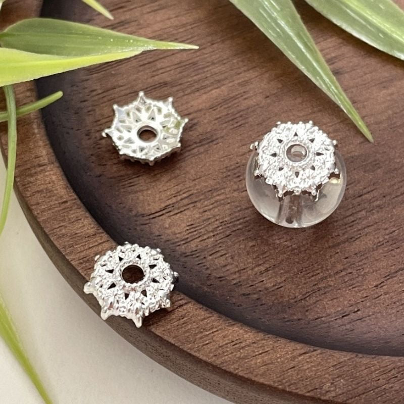 13mm Hollow Snowflake Bead Caps